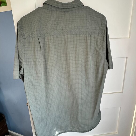 Toad & Co Shirt Mens Med Airbrush Short Sleeve Organic Cotton Casual Green Check - Picture 2 of 12